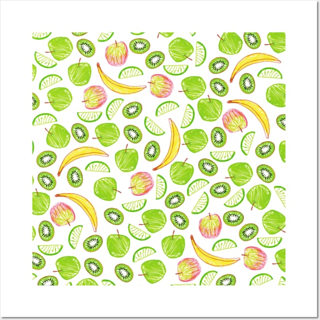 Kiwi, Apple, Lime & Banana Wall Art by crumpetsandcrabsticks